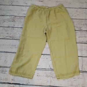 Russ Berens Lime Green Linen Crop Pants M
